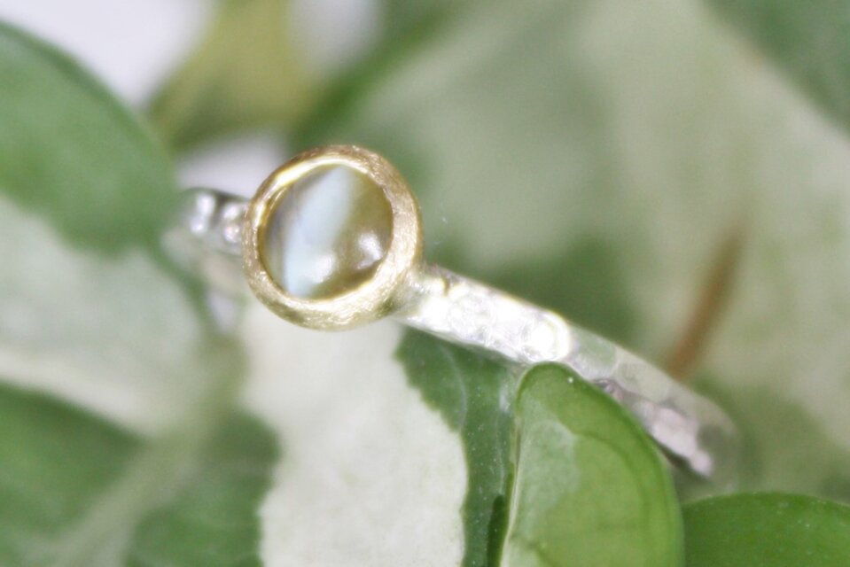 Hammering narrow stackable band Crisoberil Cat'seye  HFR17