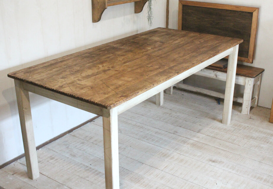 シャビーなダイニングテーブル120 アンティークホワイト - インテリア/家具