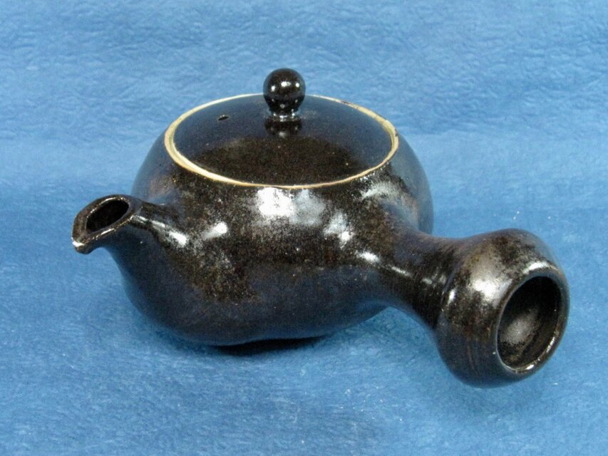 陶器 手作り急須（中サイズ）　天目釉　【190906】