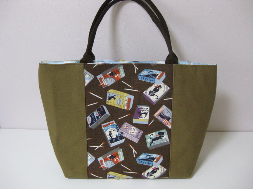 猫マッチ箱柄トートバッグ