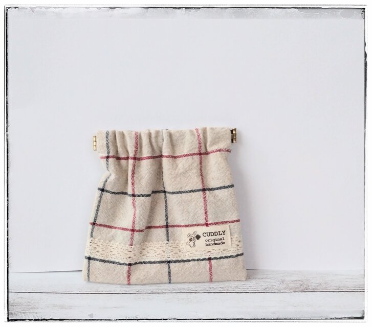 リネン雑貨　バネポーチ　トリコロール　B