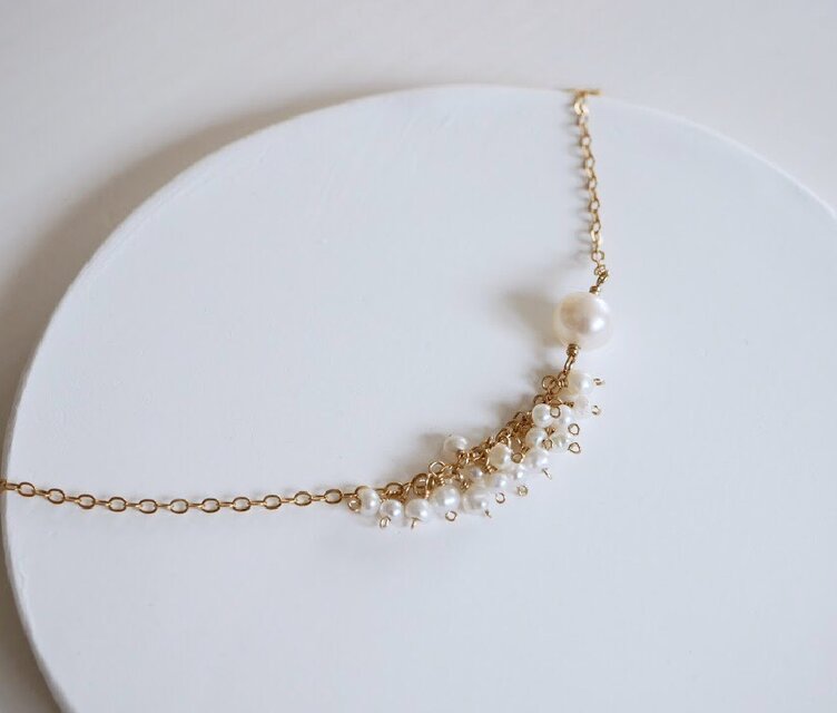 14kgf 一粒パールとしゃらしゃらブレスレット