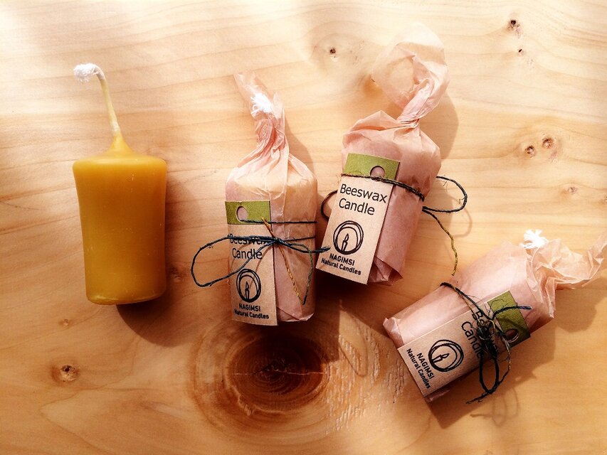 筒型蜜ろうキャンドル　中