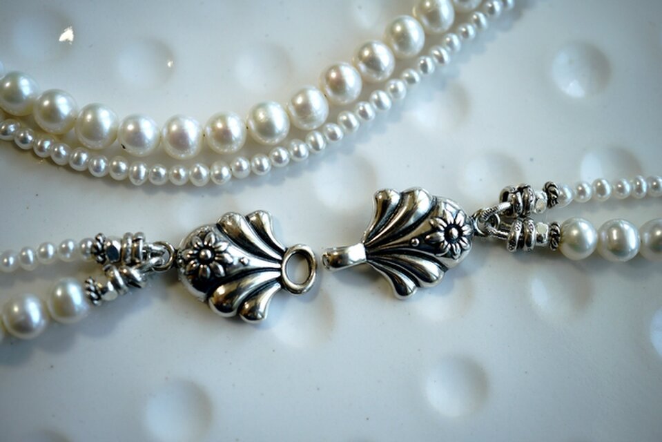 艶やかパールの2連ネックレス