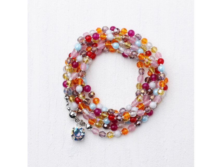 ピンクマルチカラーのラップブレスレット