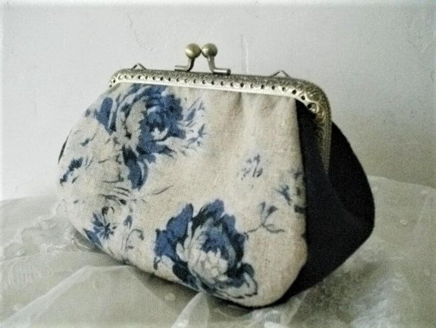 リネンふっくらがま口 バイカラーｃ