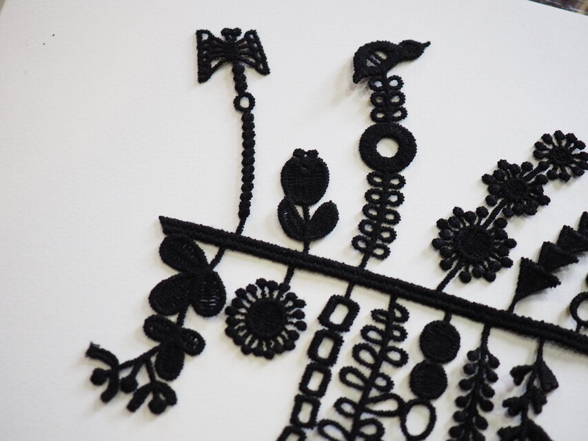 すみっち黒いレース装飾 AMBER オリジナルデザインケミカルレース/ブラック両側レース