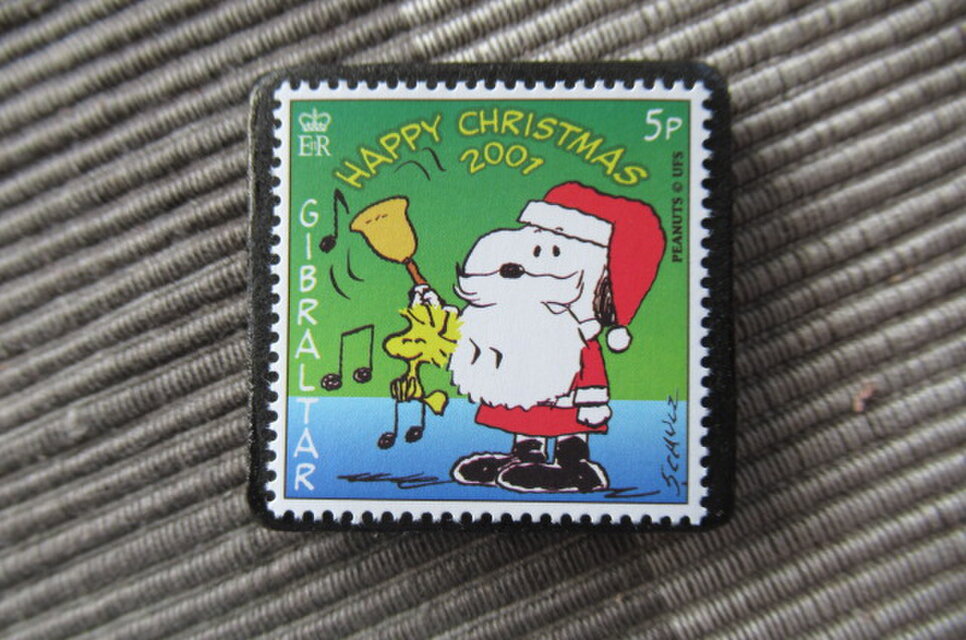ジブラルダル　クリスマス切手ブローチ5549