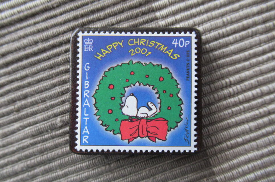 ジブラルダル　クリスマス切手ブローチ5550