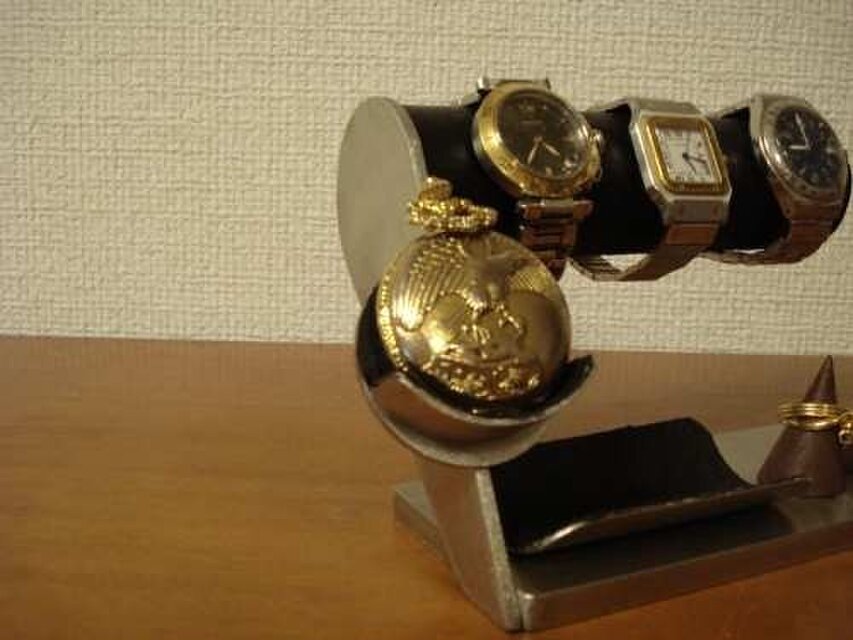 腕時計、懐中時計、リングを飾る 3本掛け腕時計スタンド＆懐中時計