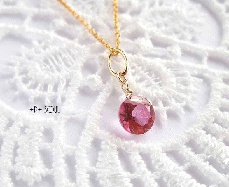 14kgf ロゼピンク一粒ネックレス 【PT-204N】