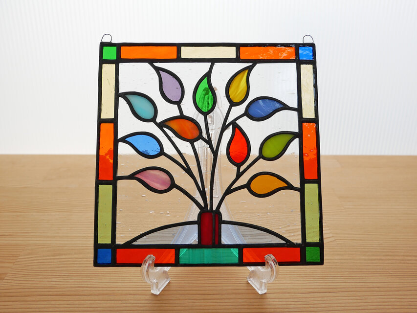 ステンドグラス ミニパネル リーフ(r) 15cm