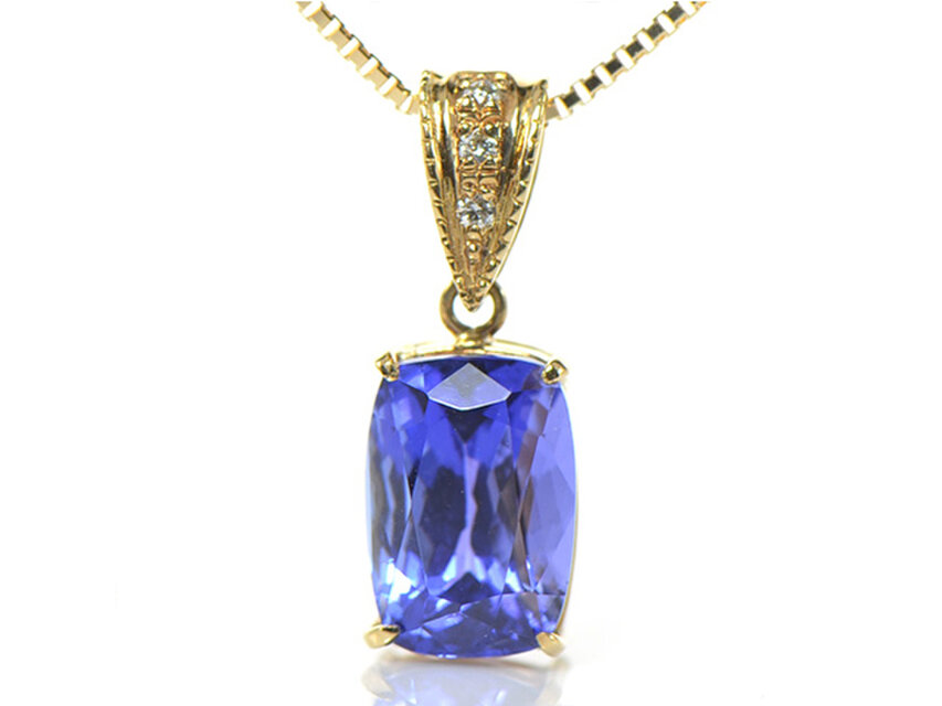 K18　 タンザナイト 鑑別証付き ×ダイヤモンド　K18イエローゴールド　ペンダント トップ　YK-BJ045CI