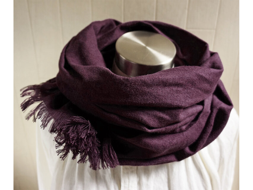 秋冬 あったか起毛リネンのストール　レーズン パープル