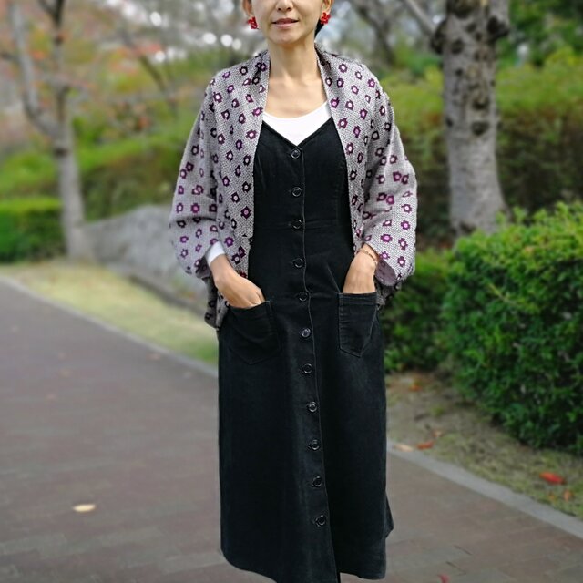 きもの デッドストック ヴィンテージ 生地 羽織 カーディガン☆ 絞り柄