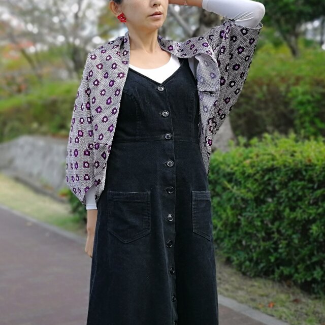 きもの デッドストック ヴィンテージ 生地 羽織 カーディガン☆ 絞り柄