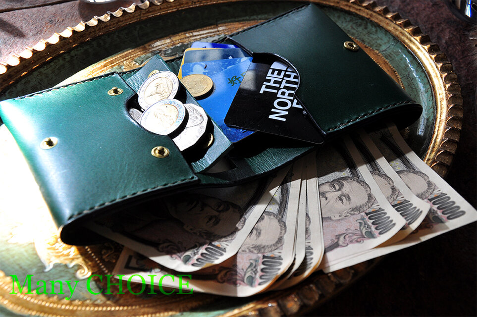 イタリアンレザー・帝王ブッテーロ・コンパクト２つ折り財布（グリーン）