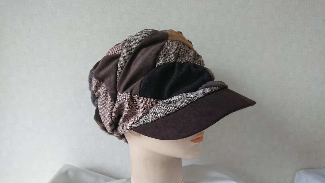 魅せる帽子☆布遊びのふわもこキャスケット～ブラウン