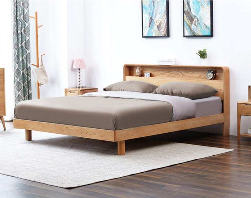 オーダーメイド 職人手作り 北欧モダン ベッド 天然木 ハンドメイド お洒落 北欧モダン おうち時間 エコ LR2018