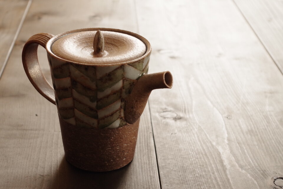 釉彩ポット　ヘリンボーン