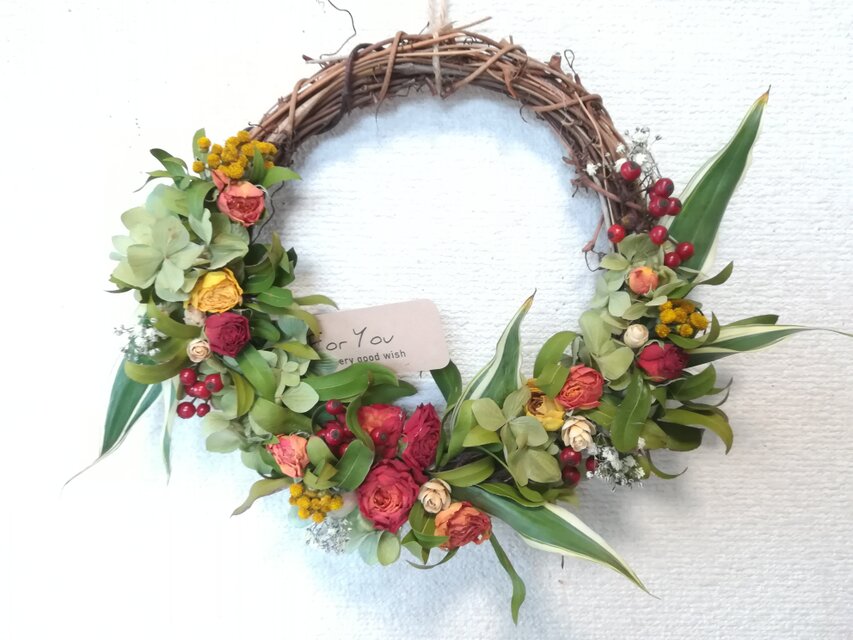 ドライフラワーリース 薔薇と紫陽花のリース 送料無料）ドライフラワー