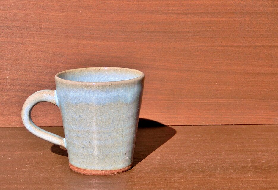 優しい天然灰の釉（青）mug・スリムタイプ