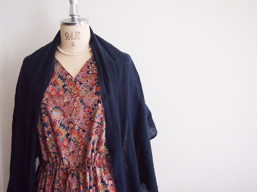 Liberty : Eben(リバティ：エーベン） ドローストリングワンピース