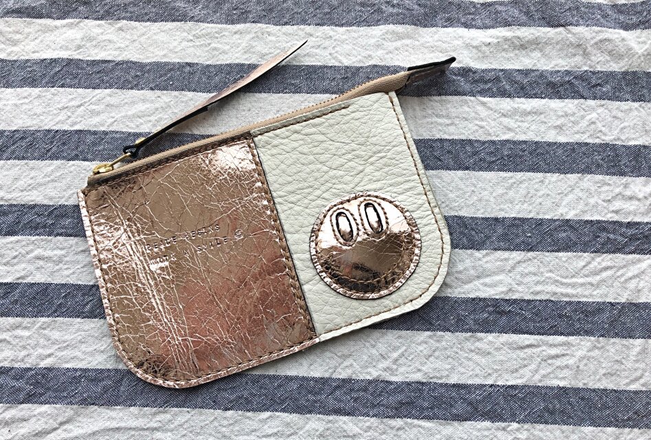 ぷっくりニコちゃんキラキラポーチ(ピンクゴールド)