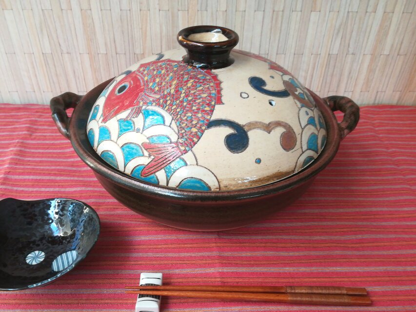 鯛絵刻紋９号土鍋