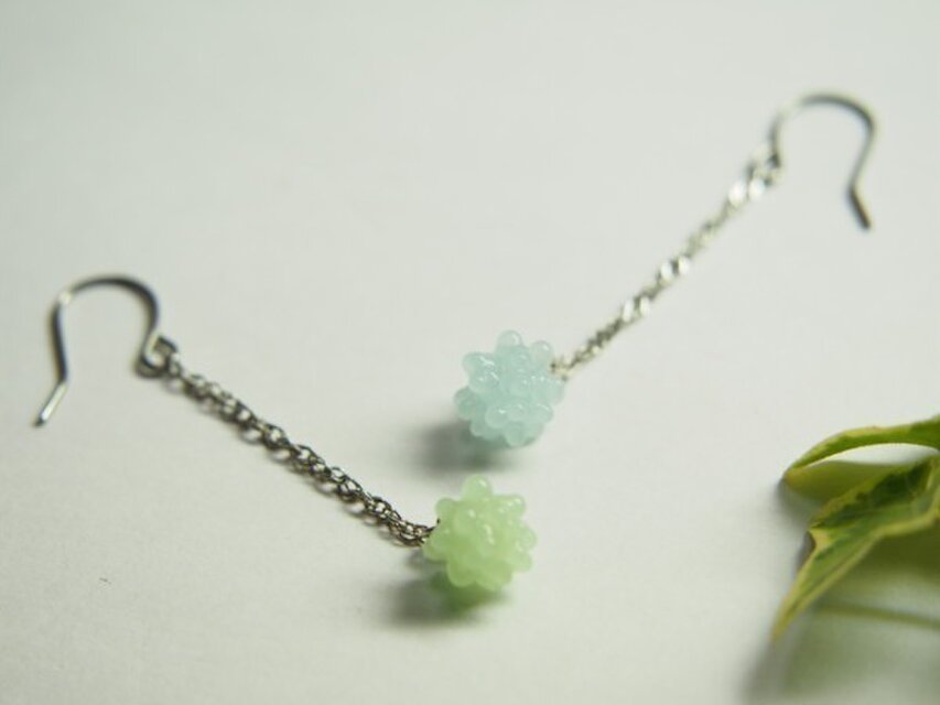 こんぺいとう１粒ロングピアス ミントグリーン＆ソーダ色