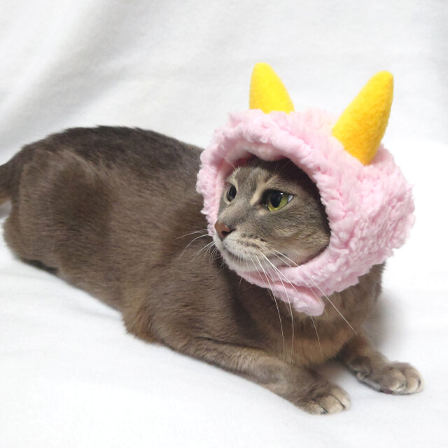 犬猫用コスプレ ピンク鬼のかぶりもの（帽子） | iichi 日々の