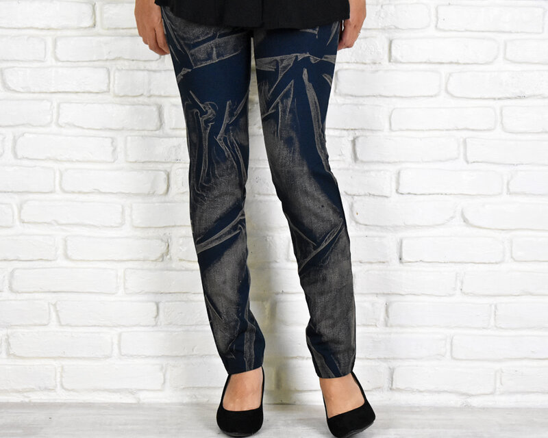 極上の穿き心地！スキニーストレートストレッチロングパンツ　＜ウォッシュダークネイビーブラウン＞