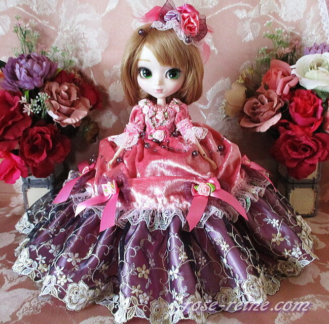 ルノアールの夢 モーブピンクのフェミニンプリンセスドールドレス