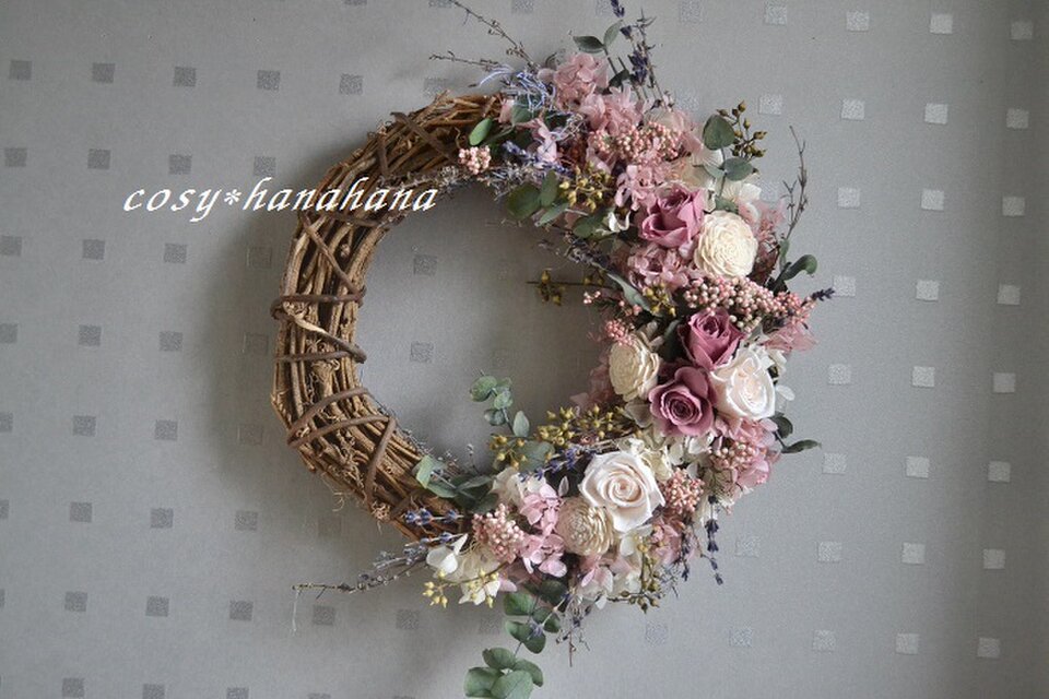 springハーフwreath＊ピンク