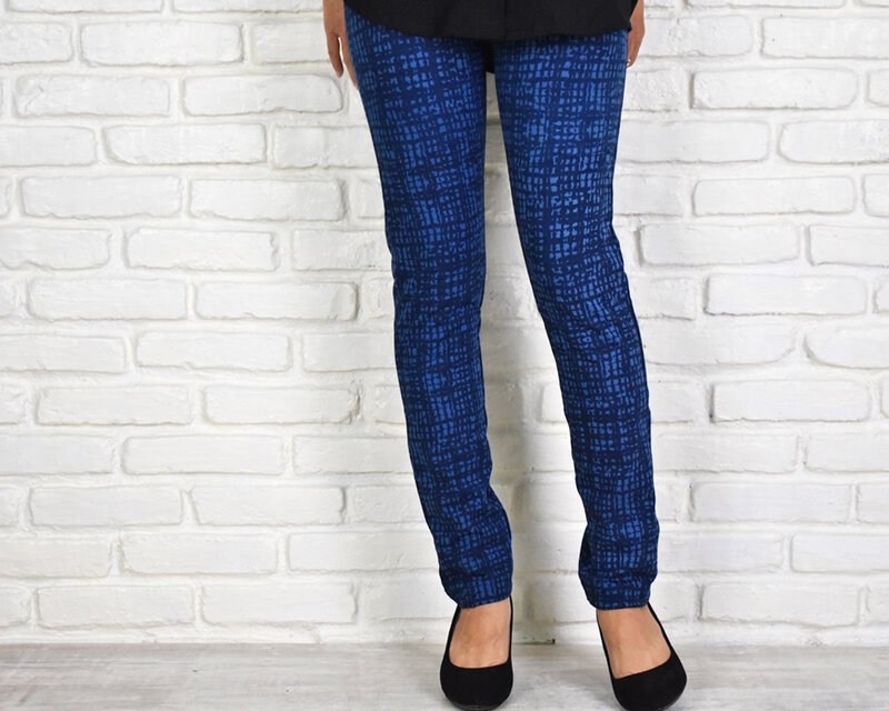 【再販】極上の穿き心地！スキニーストレートストレッチロングパンツ　＜手描きチェック柄＞