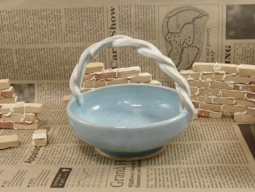 陶器手鉢（小）トルコ＋白　【200107】