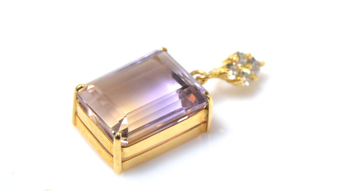 K18 大粒アメトリン ダイヤ ペンダントトップ YK-BL068CI