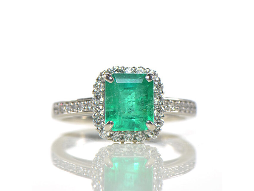 プラチナ900 エメラルド×ダイヤ リング【ソーティングメモ付き】YK-BB076CI