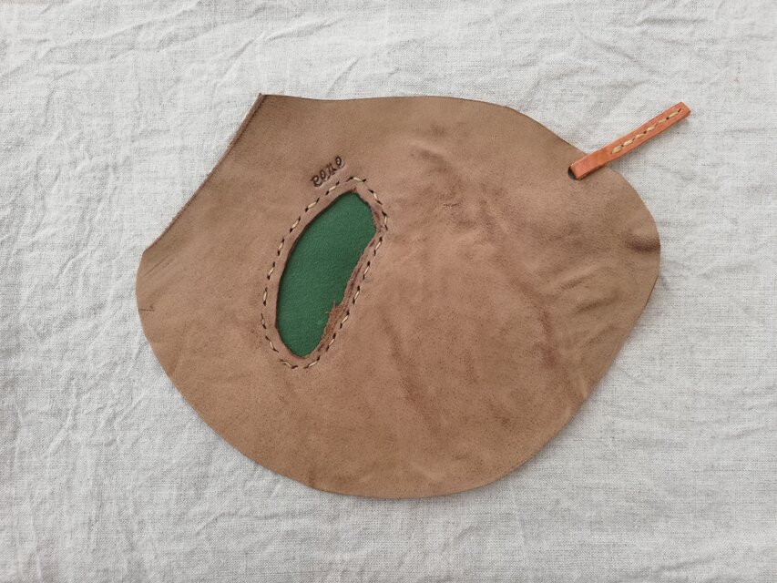 レザーコースター　オイルシュリンクレザー　グレー✗グリーン