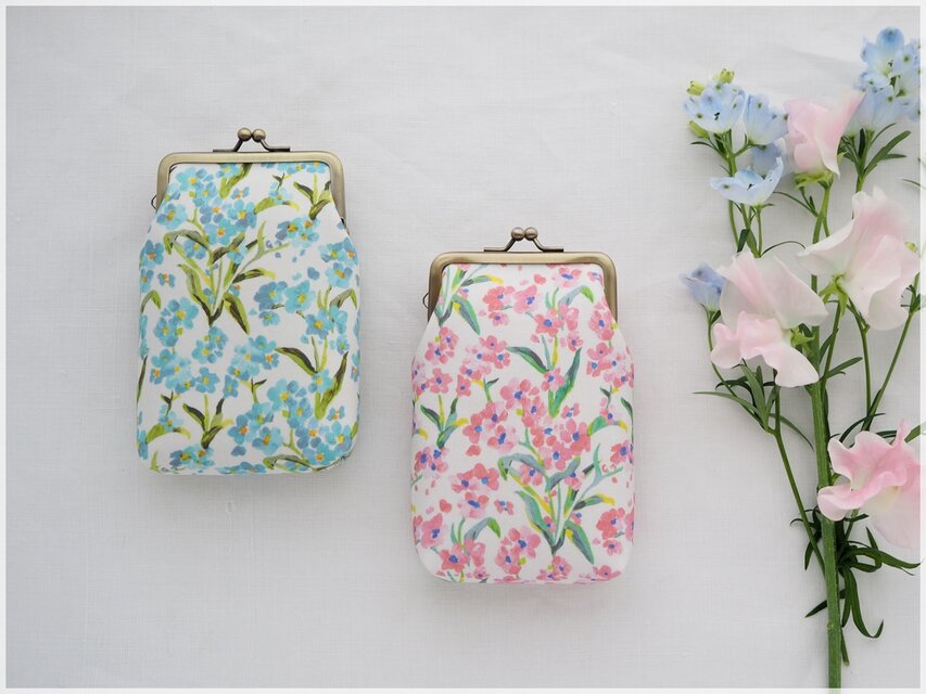 ■リバティプリントのがま口シガレットケース / オークニーブロッサム■　tabacco (lbt-ob)