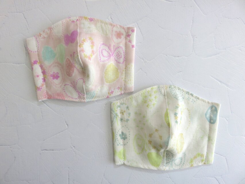 再6販*キッズマスク2枚セット*春色ちょうちょ*ゆめかわ