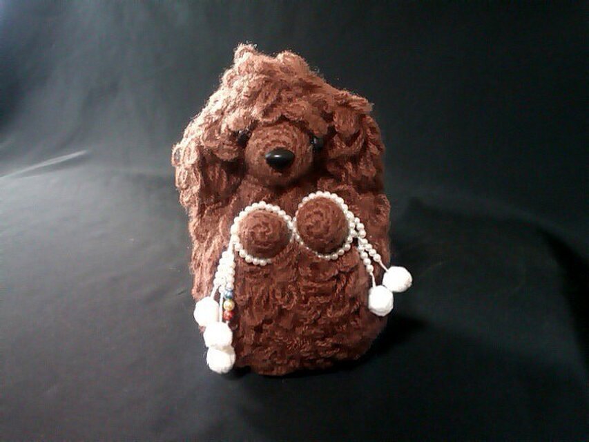 お願いわんちゃん ハンドメイド犬あみぐるみ・トイプーL茶