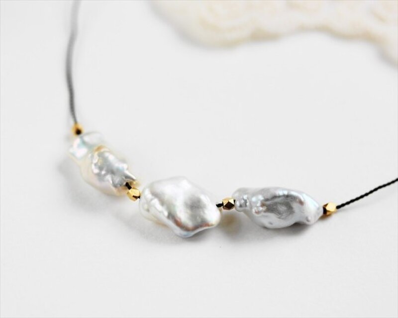 もこもこケシパールネックレス