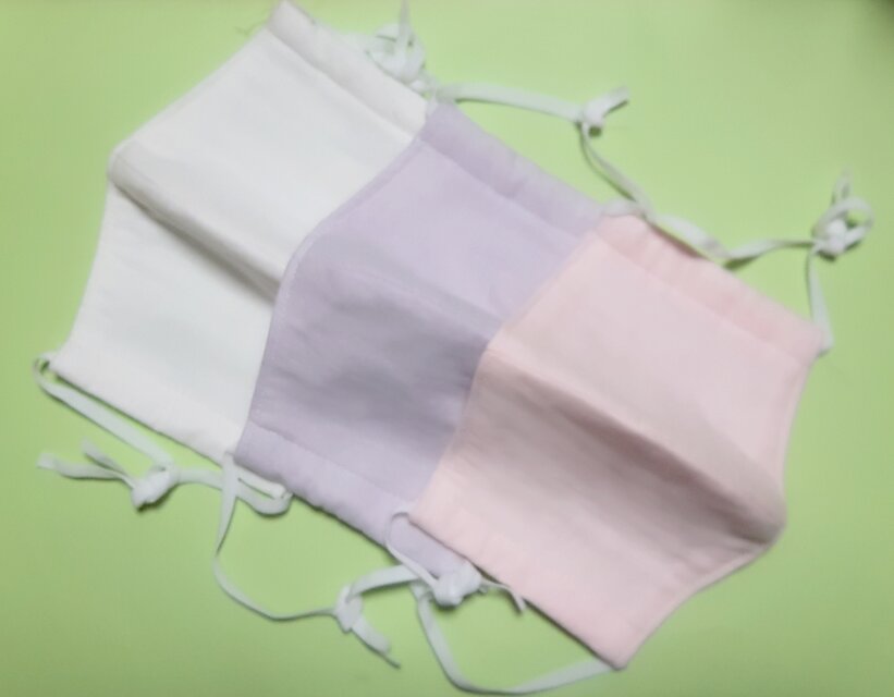 再販いたしました！綿100%　国産ガーゼ　立体マスク　ホワイト　薄紫　ピンク　3枚セット　日頃の感謝をこめまして！期間限定