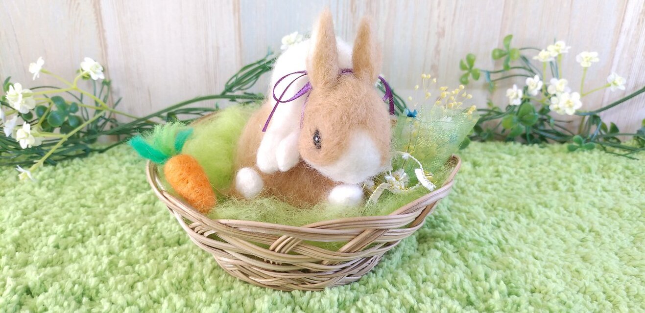 うさぎ 羊毛フェルト ダッチ ライラック ハンドメイド うさぎ 羊毛フェルト ダッチ ライラック ハンドメイド - メルカリ