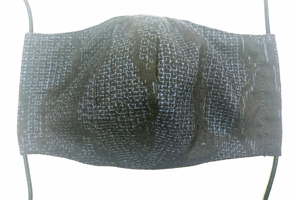 ML20ｄ　紬マスク（Lサイズ・紺・雲柄）