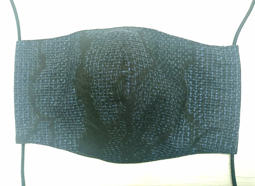 ML20e　紬マスク（Lサイズ・紺・雲柄）