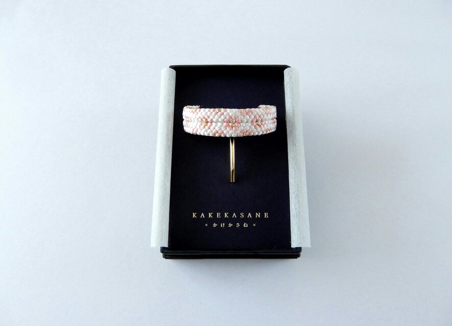 手組み組紐【小花:さくら】正絹ポニーフック