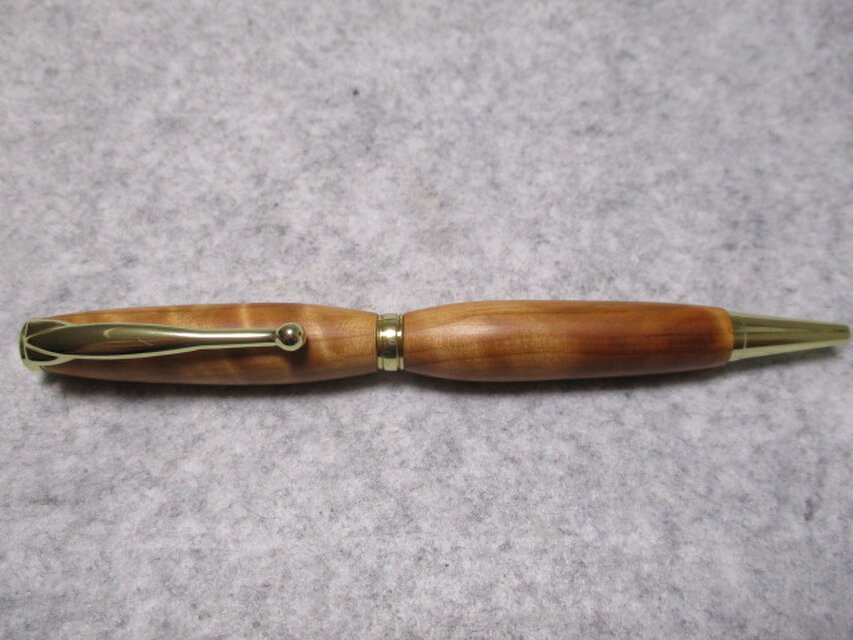 屋久杉　トラ杢　キヌカ仕上げ　回転式ファンラインボールペン