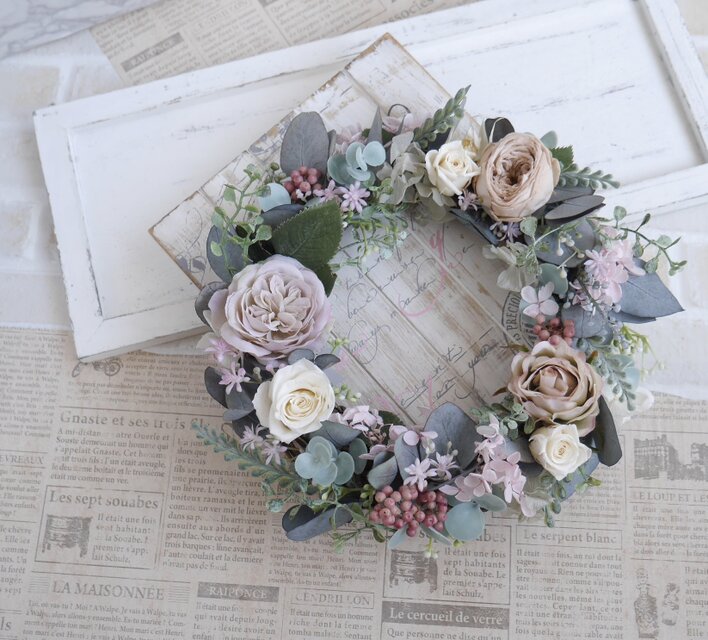 母の日に　スモーキーピンクのグレイッシュリース